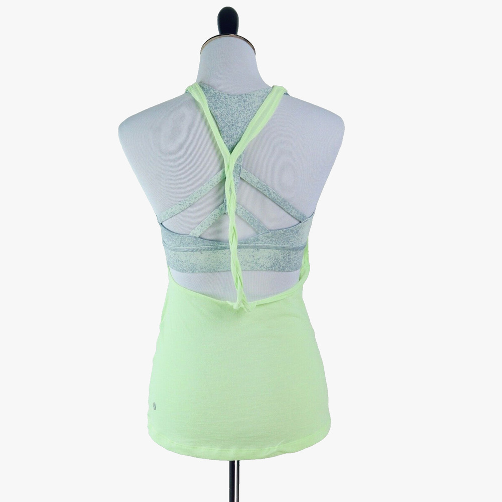 Lululemon Size 4 Twist & Toil Tank Top 2 in 1 Mint Citrus *as is* - Picture 6 of 10
